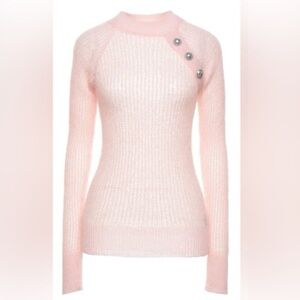 Balmain Light Pink Sweater with Silver Buttons